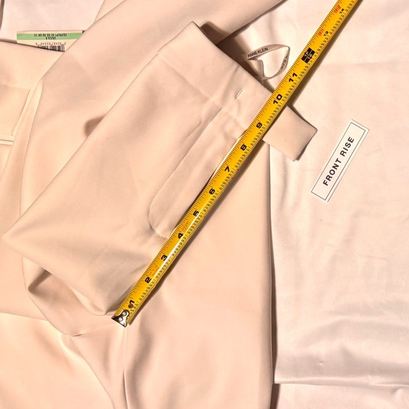 (8) ANNE KLEIN FLY FRONT EXTENDED TAB BOXIE PANT CREAM COLORED Tapered Leg - Picture 5 of 16